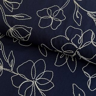 Viskoza s lanom EMBROIDERY Flower Danielle navy