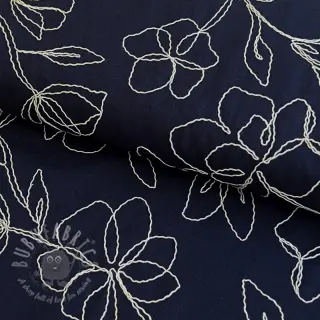 Viskoza s lanom EMBROIDERY Flower Danielle navy
