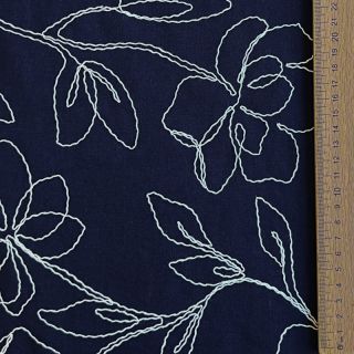 Viskoza s lanom EMBROIDERY Flower Danielle navy