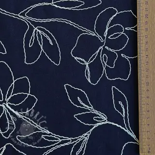 Viskoza s lanom EMBROIDERY Flower Danielle navy