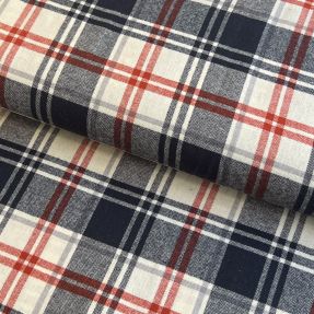Pamučna tkanina YARN DYED CHECK BRUSHED navy brick