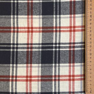 Pamučna tkanina YARN DYED CHECK BRUSHED navy brick