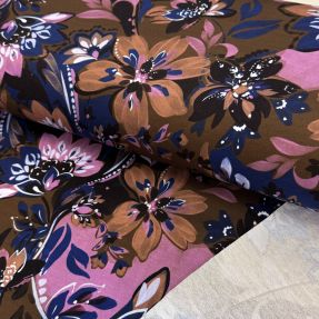 Tkanina trenirka Flowers Mici brown digital print