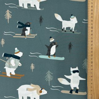 Triko Winter animals sage digital print