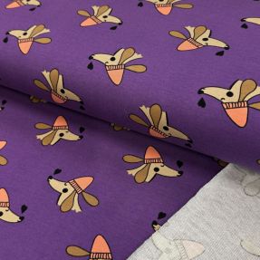 Tkanina trenirka Dogs and hearts purple