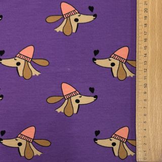 Triko Dogs and hearts purple