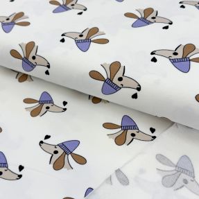 Tkanina trenirka Dogs and hearts off white
