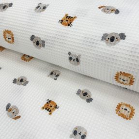 Pamučni waffle Animals white digital print