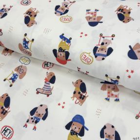 Pletenina Dogs white digital print