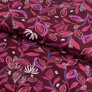 Pamuk Leaves bordeaux digital print