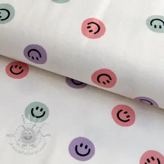 Pamuk FLANNEL Happy faces off white lilac
