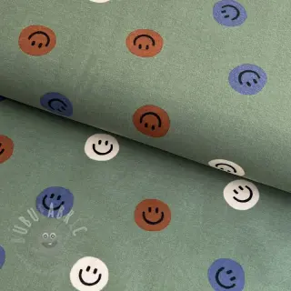 Pamuk FLANNEL Happy faces army green