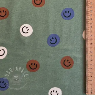 Pamuk FLANNEL Happy faces army green