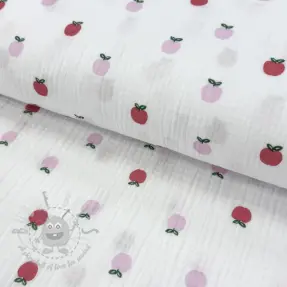 Tetra Tkanina/Muslin Fruits apple white