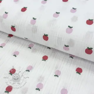 Tetra Tkanina/Muslin Fruits apple white