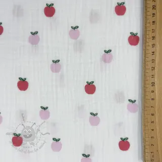 Tetra Tkanina/Muslin Fruits apple white