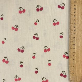Dvostruka gaza/muslin Fruits cherry natural