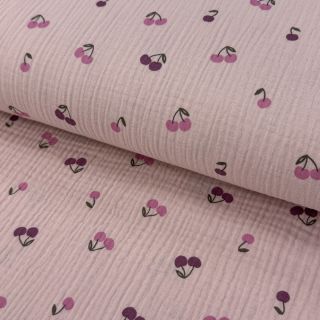Dvostruka gaza/muslin Fruits cherry soft rose