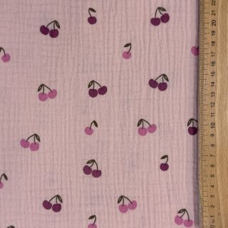 Dvostruka gaza/muslin Fruits cherry soft rose