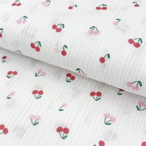 Tetra Tkanina/Muslin Fruits cherry white