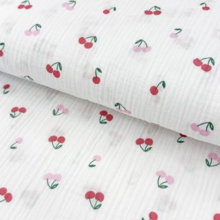 Dvostruka gaza/muslin Fruits cherry white