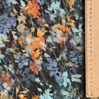 Viskoza SATIN Flowie Kin black digital print