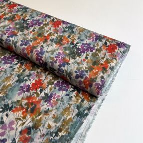 Viscose SATIN Flowie Kin off white digital print
