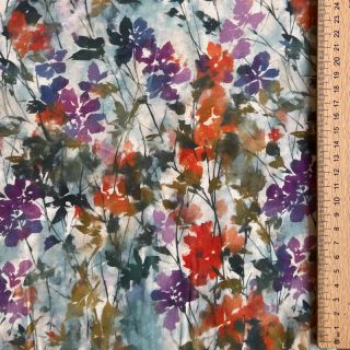 Viskoza SATIN Flowie Kin off white digital print