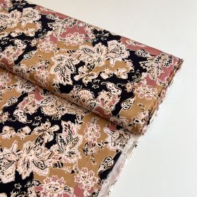 Viscose SATIN Flowie Noe black digital print