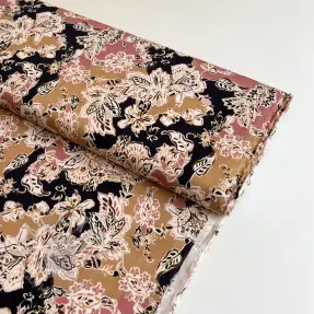 Viscose SATIN Flowie Noe black digital print