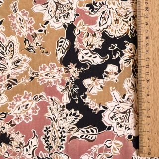 Viscose SATIN Flowie Noe black digital print