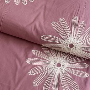 Pamučna tkanina EMBROIDERY Flowie mauve