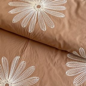 Pamučna tkanina EMBROIDERY Flowie cinnamon