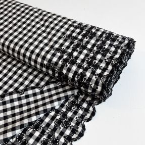 Pamučna tkanina Checks black white 1-side border