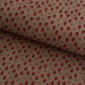 Corduroy STRETCH Little strawberries taupe