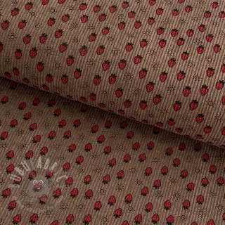 Rastezljivi baršun STRETCH Little strawberries taupe