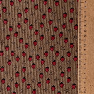Rastezljivi baršun STRETCH Little strawberries taupe