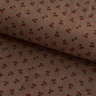 Corduroy STRETCH Little cherry taupe