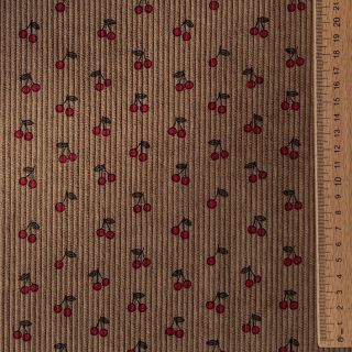 Corduroy STRETCH Little cherry taupe