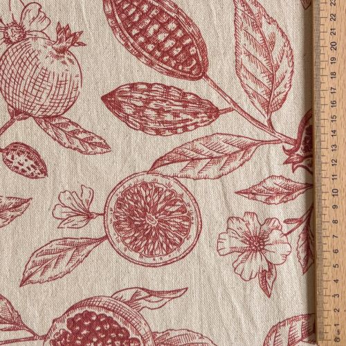 Dekorativna tkanina RUSTIC VINTAGE PRINT Granata groseille