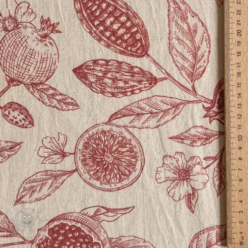 Dekorativna tkanina RUSTIC VINTAGE PRINT Granata groseille