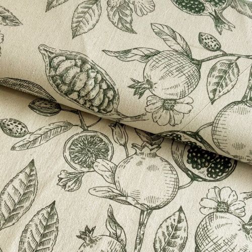 Dekorativna tkanina RUSTIC VINTAGE PRINT Granata kaki