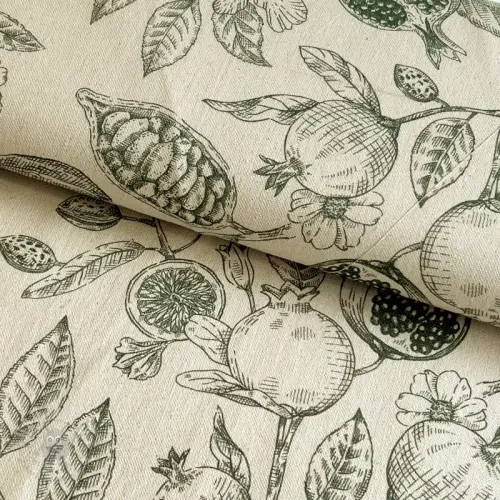 Dekorativna tkanina RUSTIC VINTAGE PRINT Granata kaki