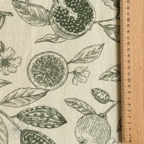 Dekorativna tkanina RUSTIC VINTAGE PRINT Granata kaki