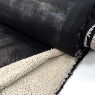 Tkanina za kapute Vintage Glammy Teddy Lammy black