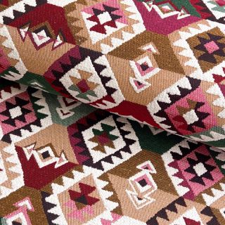 Dekorativna tkanina jacquard Kilim fuchsia vert