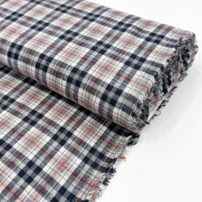 Viskoza Scottish Check YARN DYED BRUSHED navy ecru red