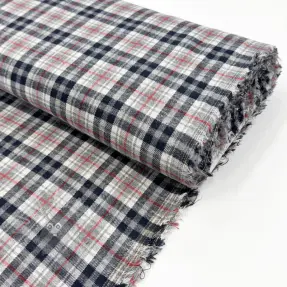Viskoza Scottish Check YARN DYED BRUSHED navy ecru red