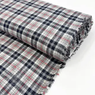 Viskoza Scottish Check YARN DYED BRUSHED navy ecru red