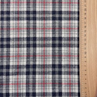 Viskoza Scottish Check YARN DYED BRUSHED navy ecru red